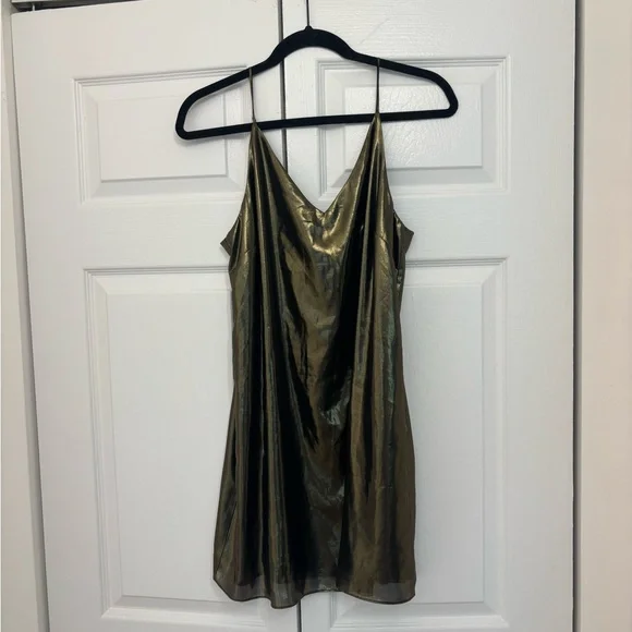slim fit dress slacks Sandrine Midi Dress in Gold main image 1